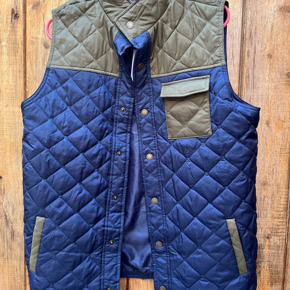 Janie and Jack Quilted Vest in Navy and Olive
